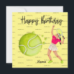 Tennis-Frau spielt Happy Birthday für Spieler<br><div class="desc">Tennis-Frau spielt Happy Birthday für Spieler</div>
