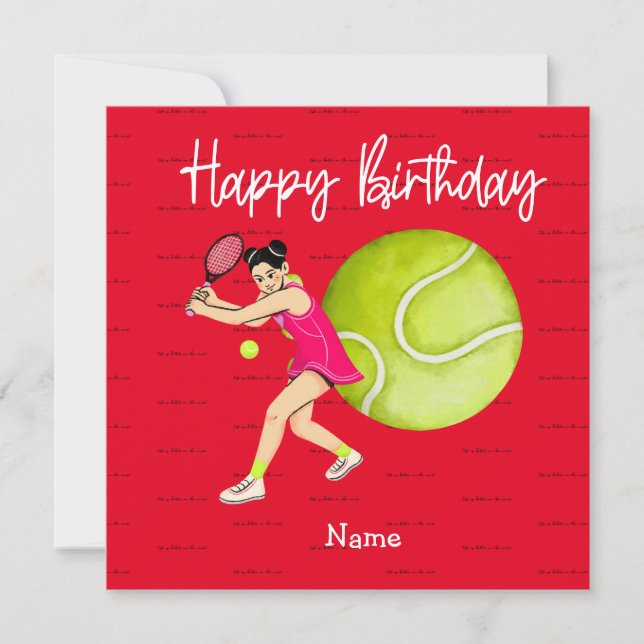 Tennis-Frau spielt Happy Birthday für Spieler (Vorderseite)