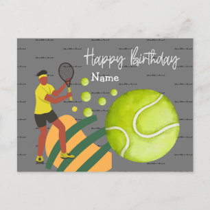 Tennis Frau spielt Happy Birthday  Postkarte