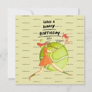 Tennis-Frau spielt Happy Birthday to Player Karte