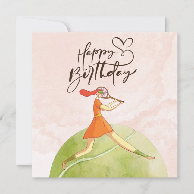 Tennis-Frauenspieler Glücklich zum Geburtstag (Vorderseite)