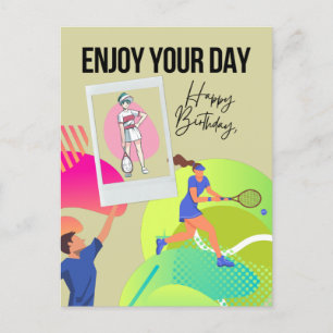 Tennis freut sich auf Ihren Geburtstag Postkarte