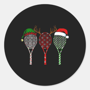 Tennis Frohe Weihnachten 3 Tennis Racket Weihnacht Runder Aufkleber