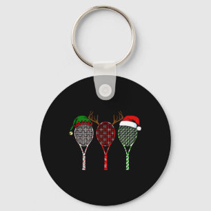 Tennis Frohe Weihnachten 3 Tennis Racket Weihnacht Schlüsselanhänger