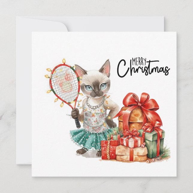 Tennis Frohe Weihnachten für Cat-Liebhaber (Vorderseite)