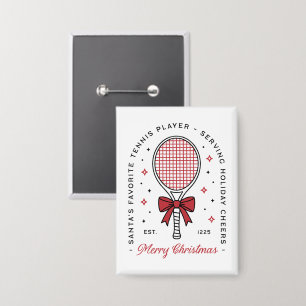 Tennis frohe Weihnachten lustige Wünsche rote Ästh Button
