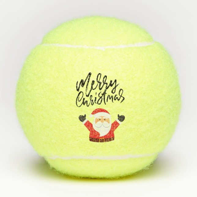 Tennis Frohe Weihnachten mit dem Weihnachtsmann an Tennisbälle (Vorderseite)