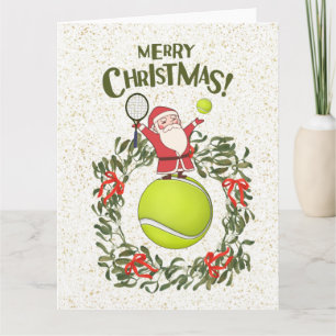 Tennis Frohe Weihnachten mit dem Weihnachtsmann Karte