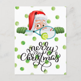 Tennis Frohe Weihnachten mit dem Weihnachtsmann Postkarte