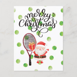 Tennis Frohe Weihnachten mit dem Weihnachtsmann Postkarte