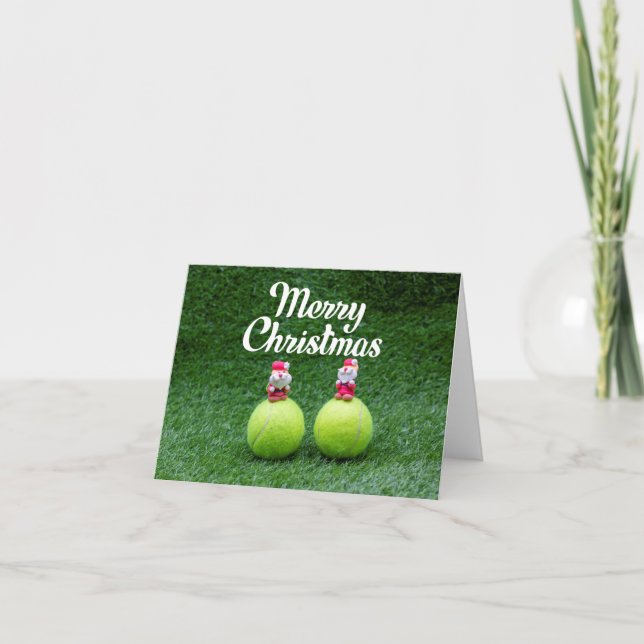 Tennis Frohe Weihnachten mit Tennisball Santa Karte (Vorderseite)