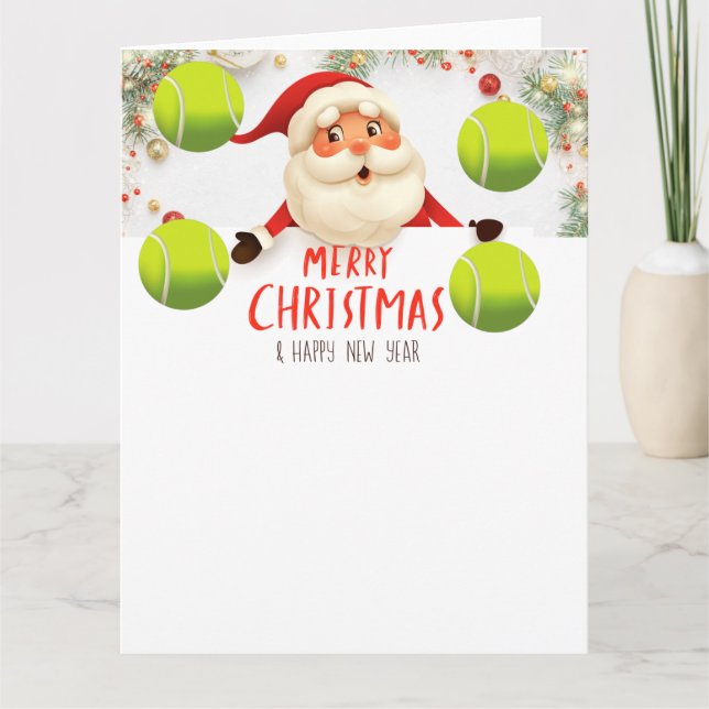 Tennis Frohe Weihnachten mit Tennisball Urlaub Karte (Vorderseite)