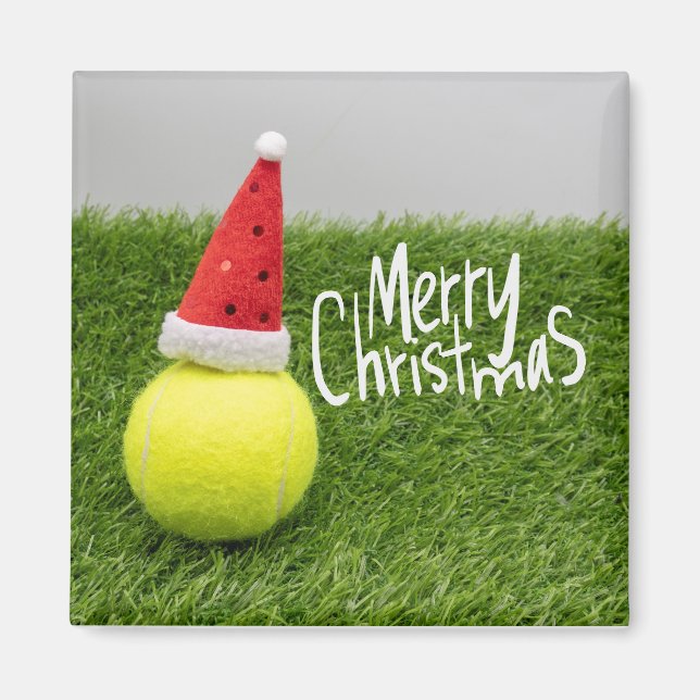 Tennis Frohe Weihnachten mit Tennisball-Weihnachts Magnet (Vorne)