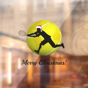 Tennis Frohe Weihnachts-Text-Player und Weihnachts Fensteraufkleber