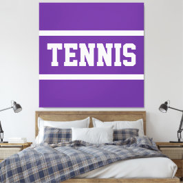 TENNIS Fun Athletic Royal Purple White Stripes Leinwanddruck