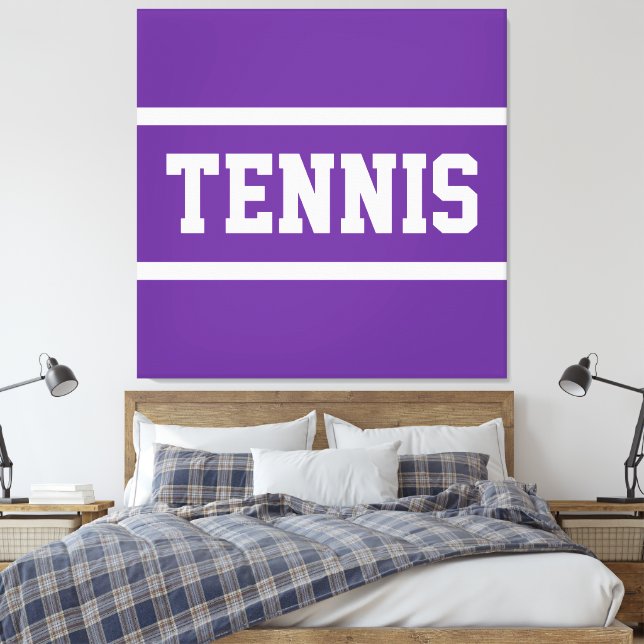 TENNIS Fun Athletic Royal Purple White Stripes Leinwanddruck (Insitu (Schlafzimmer))