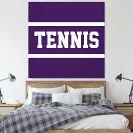 TENNIS Fun Bold Athletic Deep Purple White Stripes Leinwanddruck