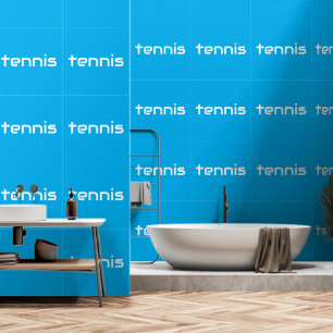 TENNIS Fun Raffinierter weißer Sleek Text auf Azur Tapete