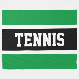 TENNIS Fun Sporty Bright Green Schwarz-weiß Stripe Fleecedecke