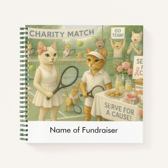 Tennis Fund Raiser für Cat Lovers Notizbuch (Vorderseite)