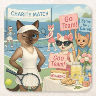 Tennis Fund Raiser für Cat Lovers Rechteckiger Pappuntersetzer