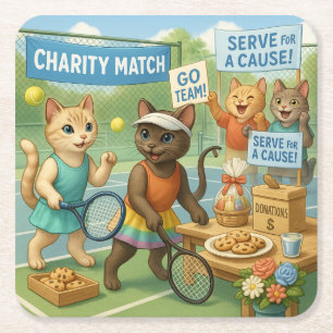 Tennis Fund Raiser für Cat Lovers Rechteckiger Pappuntersetzer