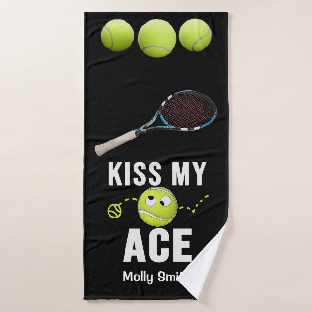 Tennis Funny Kiss My Ace für Spieler Badehandtuch (Badehandtuch)