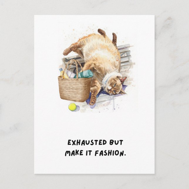 Tennis Funny Sprichwort Cat ruht sich aus Postkarte (Vorderseite)