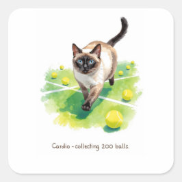 Tennis Funny Sprichwort für Cat Lovers Quadratischer Aufkleber