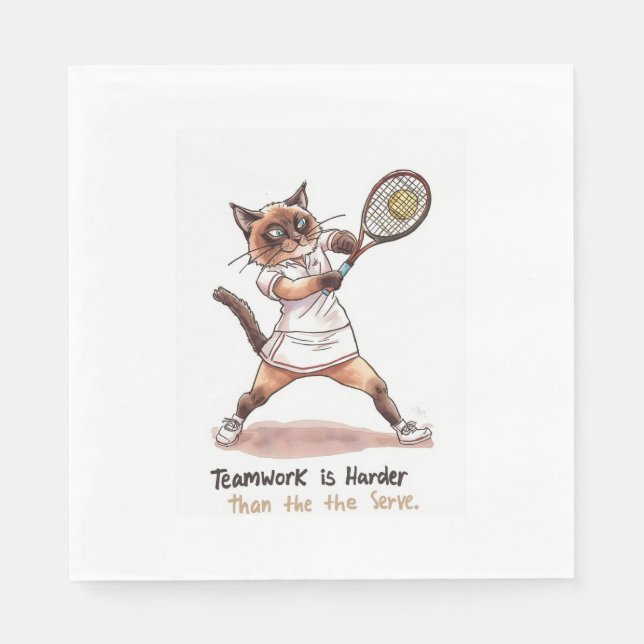 Tennis Funny Sprichwort für Cat Lovers Serviette (Vorderseite)
