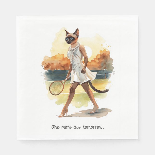 Tennis Funny Sprichwort für Cat Lovers Serviette (Vorderseite)