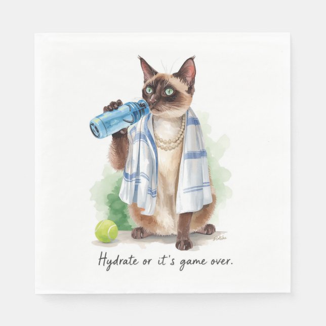 Tennis Funny Sprichwort für Cat Lovers Serviette (Vorderseite)