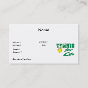 Tennis für Lebens Textdesign Visitenkarte