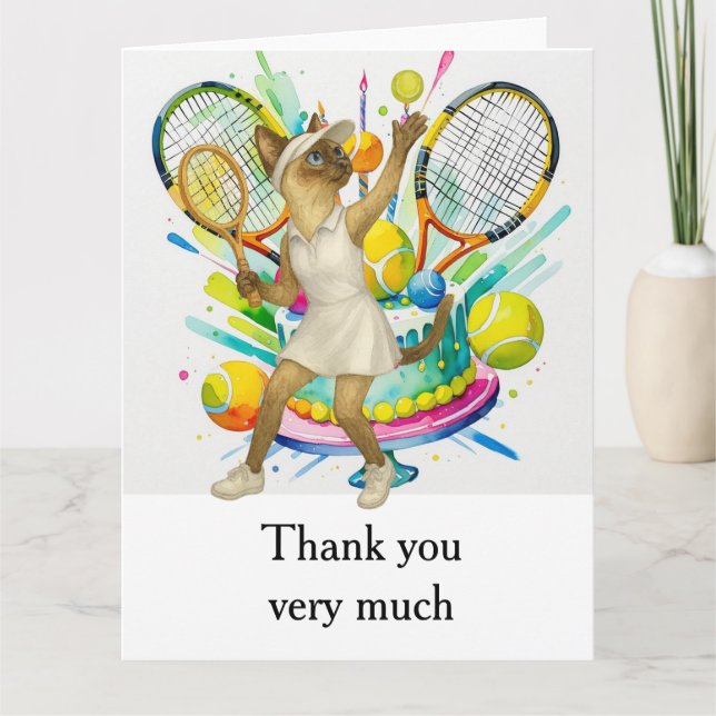 Tennis für siamesische Katzen-Liebhaber Dankeskarte (Vorderseite)