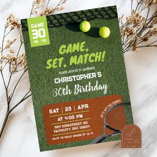 Tennis Game Set Match Geburtstagsspiel Einladung