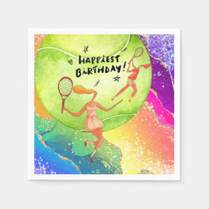 Tennis Geburtstag für Tennis Player Aquarell Serviette