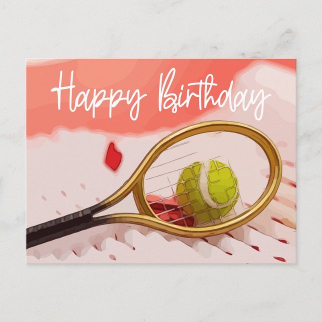 Tennis Geburtstag mit Ball für Spielerkarte Postkarte (Vorderseite)