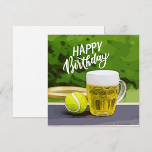 Tennis Geburtstag mit Bier und Ballschläger auf Gr