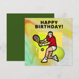 Tennis Geburtstag mit Tennis-Spieler auf Ball Card Karte