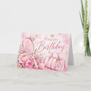 Tennis Geburtstag Pink Thema für weibliche Spieler Karte