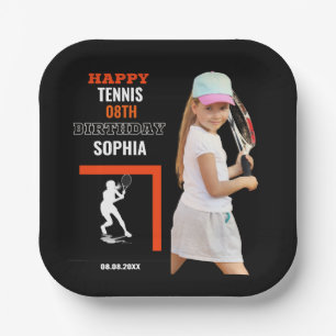 Tennis Geburtstag, Tennis Mädchen Spielerin Pappteller