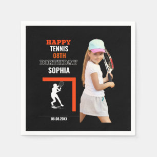 Tennis Geburtstag, Tennis Mädchen Spielerin  Serviette