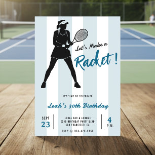 Tennis-Geburtstagsfeier - Mach einen Aufstand Blau Einladung