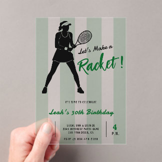 Tennis-Geburtstagsfeier - Mach einen Aufstand Grün Acryleinladungen