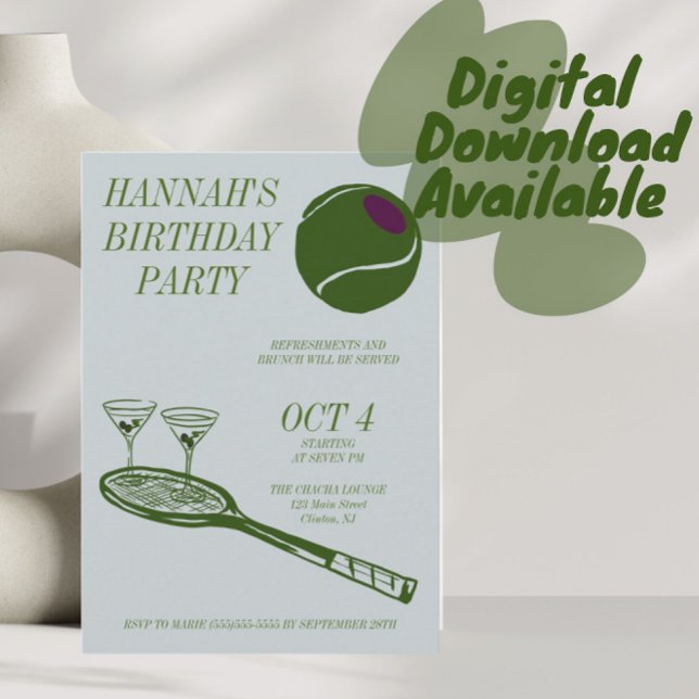 Tennis-Geburtstagsparty Einladung (Von Creator hochgeladen)