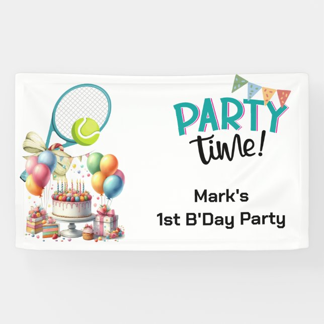 Tennis Geburtstagsparty für Tennis Player Banner (Horizontal)