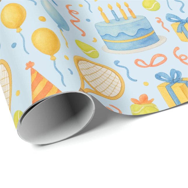 Tennis Geburtstagsparty für Tennis-Player Geschenkpapier (Rolleneckpunkt)