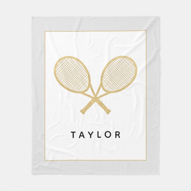 Tennis Geschenk Chic Gold und Schwarz Custom Fleecedecke (Vorderseite)