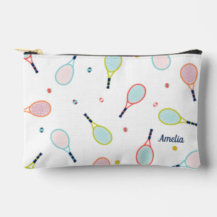 Tennis Geschenk Personalisierter Name Rosa Blau Cu Zubehörtasche