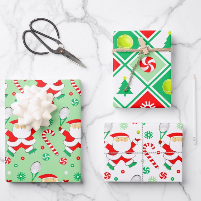 Tennis-Geschenk zur Feiertag Geschenkpapier Set (Vorderseite)